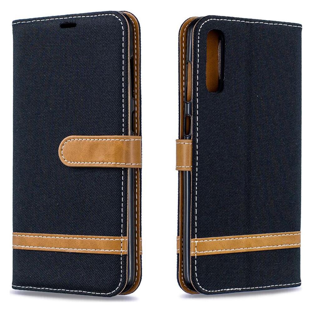 Samsung Galaxy A70 Jeans Portemonnee Hoesje Zwart afbeelding 5