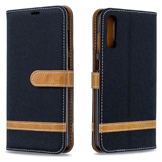 Samsung Galaxy A70 Jeans Portemonnee Hoesje Zwart afbeelding 5
