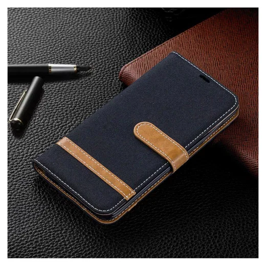 Samsung Galaxy A70 Jeans Portemonnee Hoesje Zwart afbeelding 6
