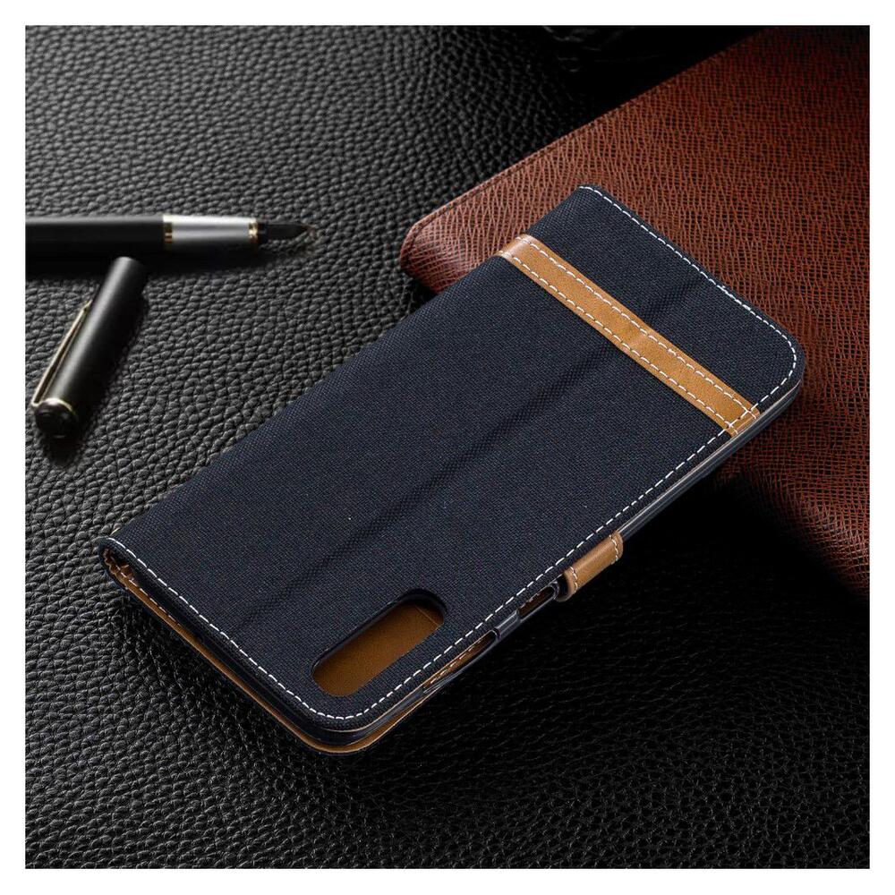 Samsung Galaxy A70 Jeans Portemonnee Hoesje Zwart afbeelding 7