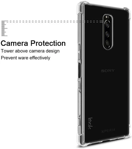 IMAK Sony Xperia 1 Hoesje TPU met Screenprotector Metaal Zwart afbeelding 9
