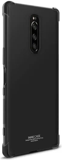 IMAK Sony Xperia 1 Hoesje TPU met Screenprotector Metaal Zwart afbeelding 4