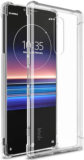 IMAK Sony Xperia 1 Hoesje TPU met Screenprotector Transparant afbeelding 2