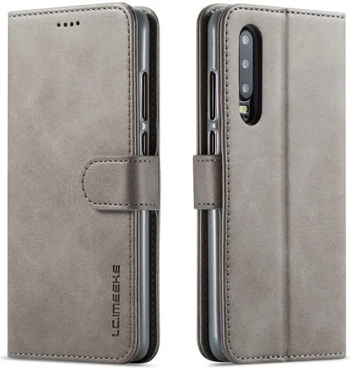 Huawei P30 Stand Portemonnee Bookcase Hoesje Grijs afbeelding 2