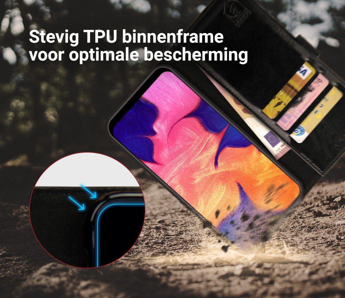Rosso Element Samsung Galaxy A10 Hoesje Book Cover Zwart afbeelding 6