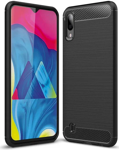 Samsung Galaxy A10 Geborsteld TPU Hoesje Zwart afbeelding 1