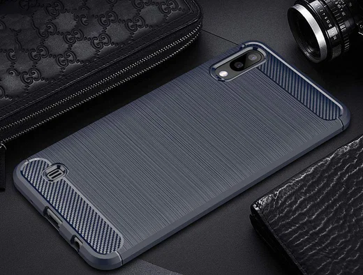 Samsung Galaxy A10 Geborsteld TPU Hoesje Blauw afbeelding 2