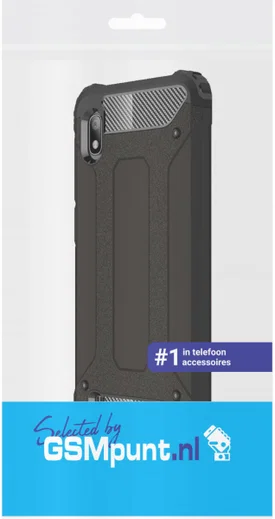 Samsung Galaxy A10 Hoesje Shock Proof Hybride Back Cover Zwart afbeelding 2