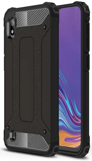 Samsung Galaxy A10 Hoesje Shock Proof Hybride Back Cover Zwart afbeelding 1