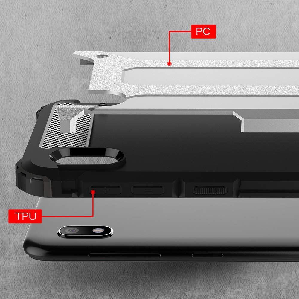Samsung Galaxy A10 Hoesje Shock Proof Hybride Back Cover Zwart afbeelding 4