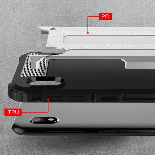 Samsung Galaxy A10 Hoesje Shock Proof Hybride Back Cover Zwart afbeelding 4