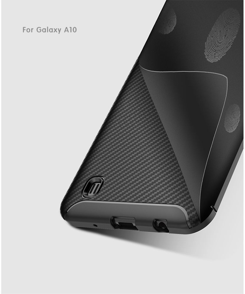 Samsung Galaxy A10 Siliconen Carbon Hoesje Zwart afbeelding 14