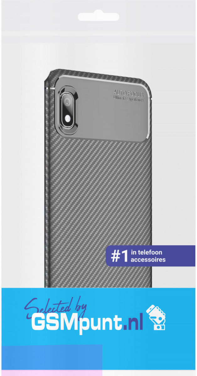 Samsung Galaxy A10 Siliconen Carbon Hoesje Zwart afbeelding 2