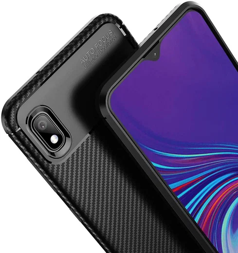 Samsung Galaxy A10 Siliconen Carbon Hoesje Zwart afbeelding 6