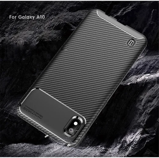 Samsung Galaxy A10 Siliconen Carbon Hoesje Zwart afbeelding 5