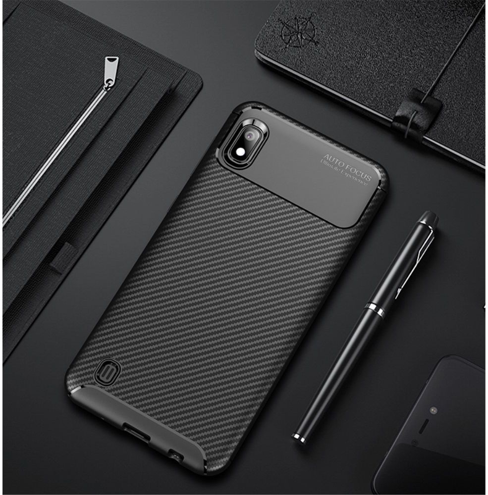 Samsung Galaxy A10 Siliconen Carbon Hoesje Zwart afbeelding 7
