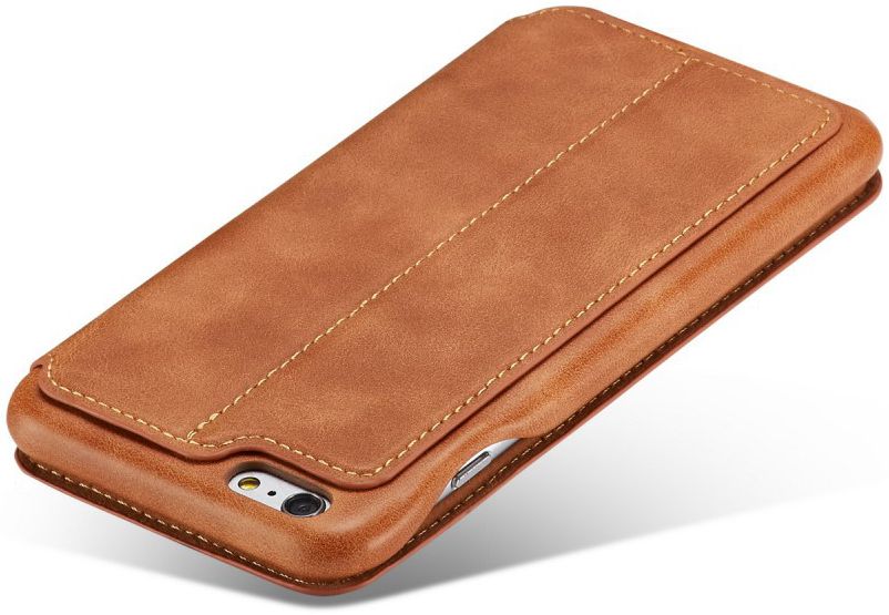 Apple iPhone 6S Plus Retro Style Book Case Kaarthouder Hoesje Bruin afbeelding 13