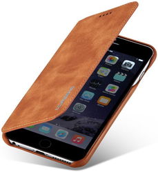 Apple iPhone 6S Plus Retro Style Book Case Kaarthouder Hoesje Bruin afbeelding