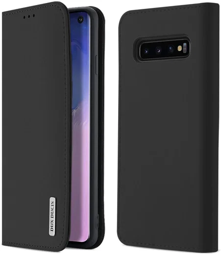 Dux Ducis Luxe Book Case Samsung Galaxy S10 Hoesje Echt Leer Zwart afbeelding 1