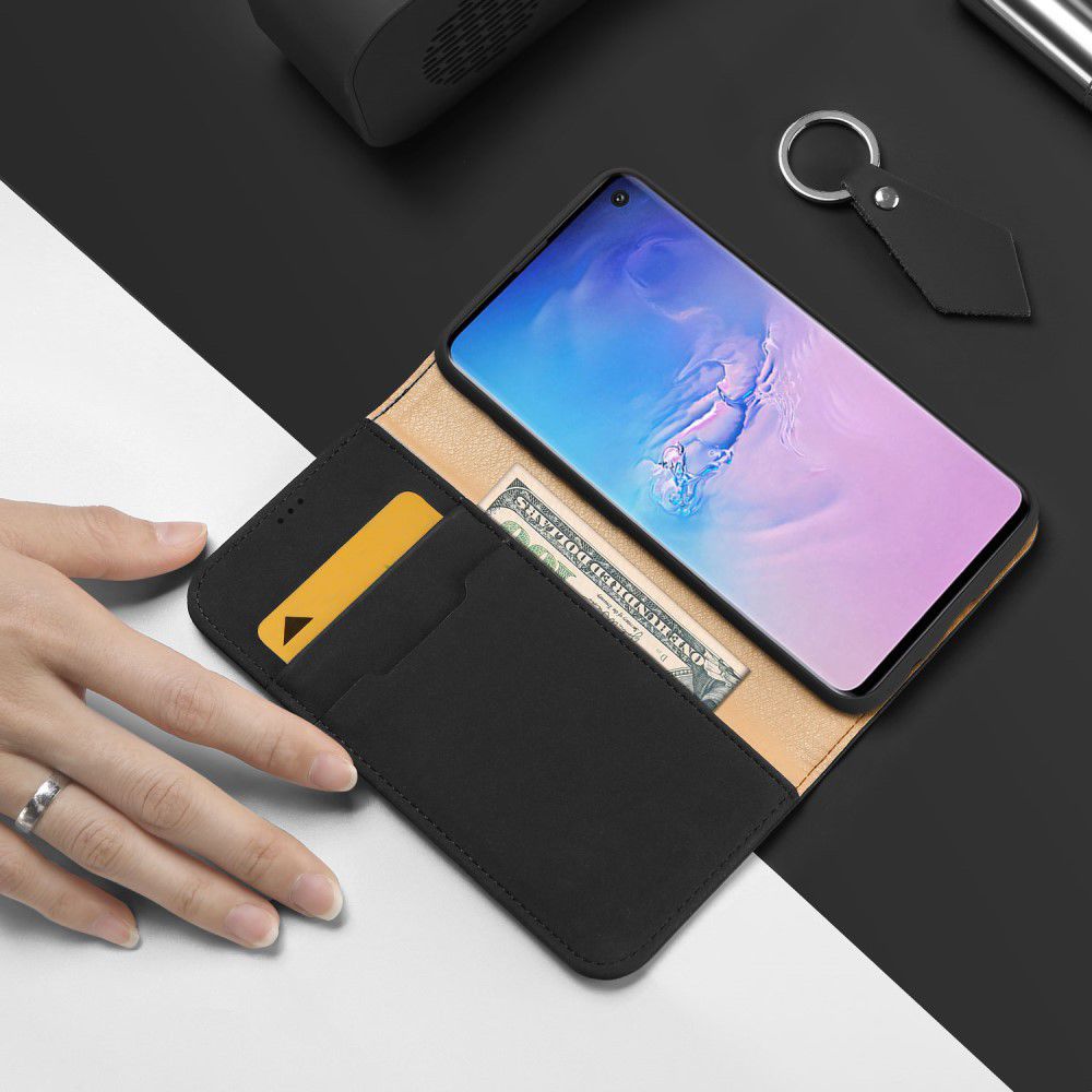 Dux Ducis Luxe Book Case Samsung Galaxy S10 Hoesje Echt Leer Zwart afbeelding 2