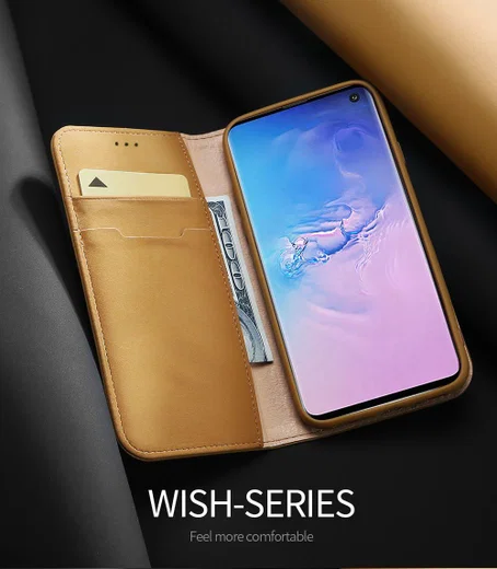 Dux Ducis Luxe Book Case Samsung Galaxy S10 Hoesje Echt Leer Khaki afbeelding 5