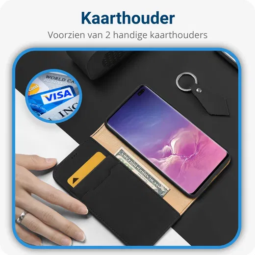 Dux Ducis Luxe Bookcase Samsung Galaxy S10 Plus Hoesje Echt Leer Zwart afbeelding 5