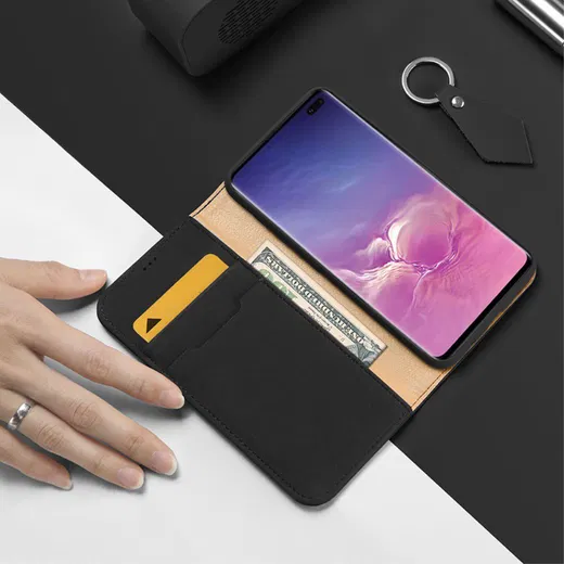 Dux Ducis Luxe Bookcase Samsung Galaxy S10 Plus Hoesje Echt Leer Zwart afbeelding 7