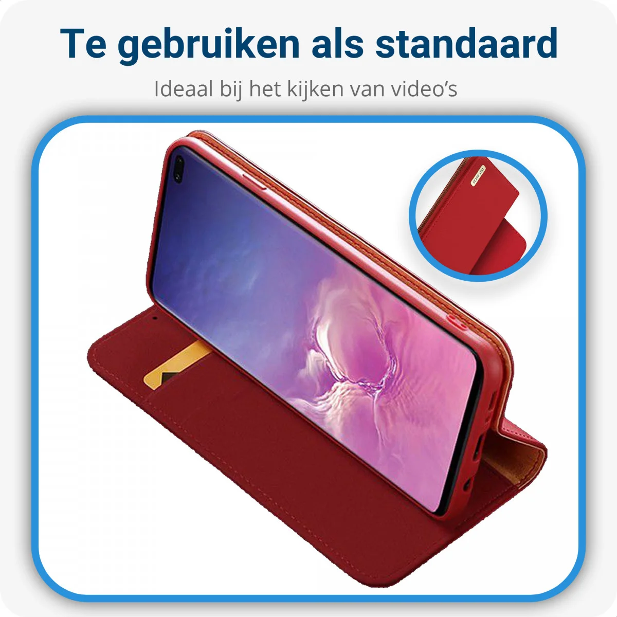 Dux Ducis Luxe Bookcase Samsung Galaxy S10 Plus Hoesje Echt Leer Rood afbeelding 4