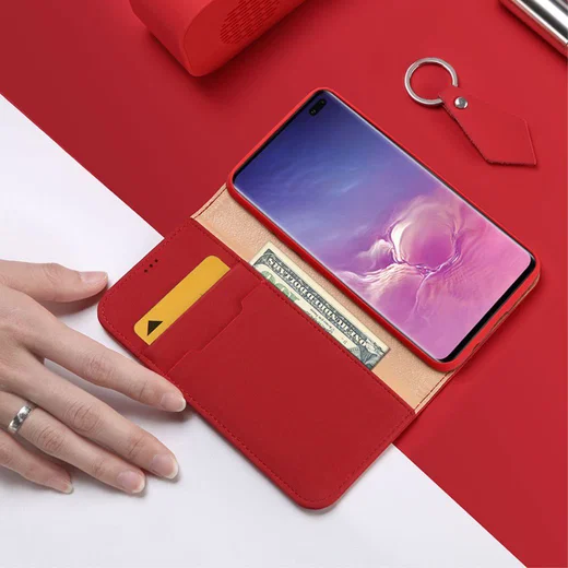 Dux Ducis Luxe Bookcase Samsung Galaxy S10 Plus Hoesje Echt Leer Rood afbeelding 7