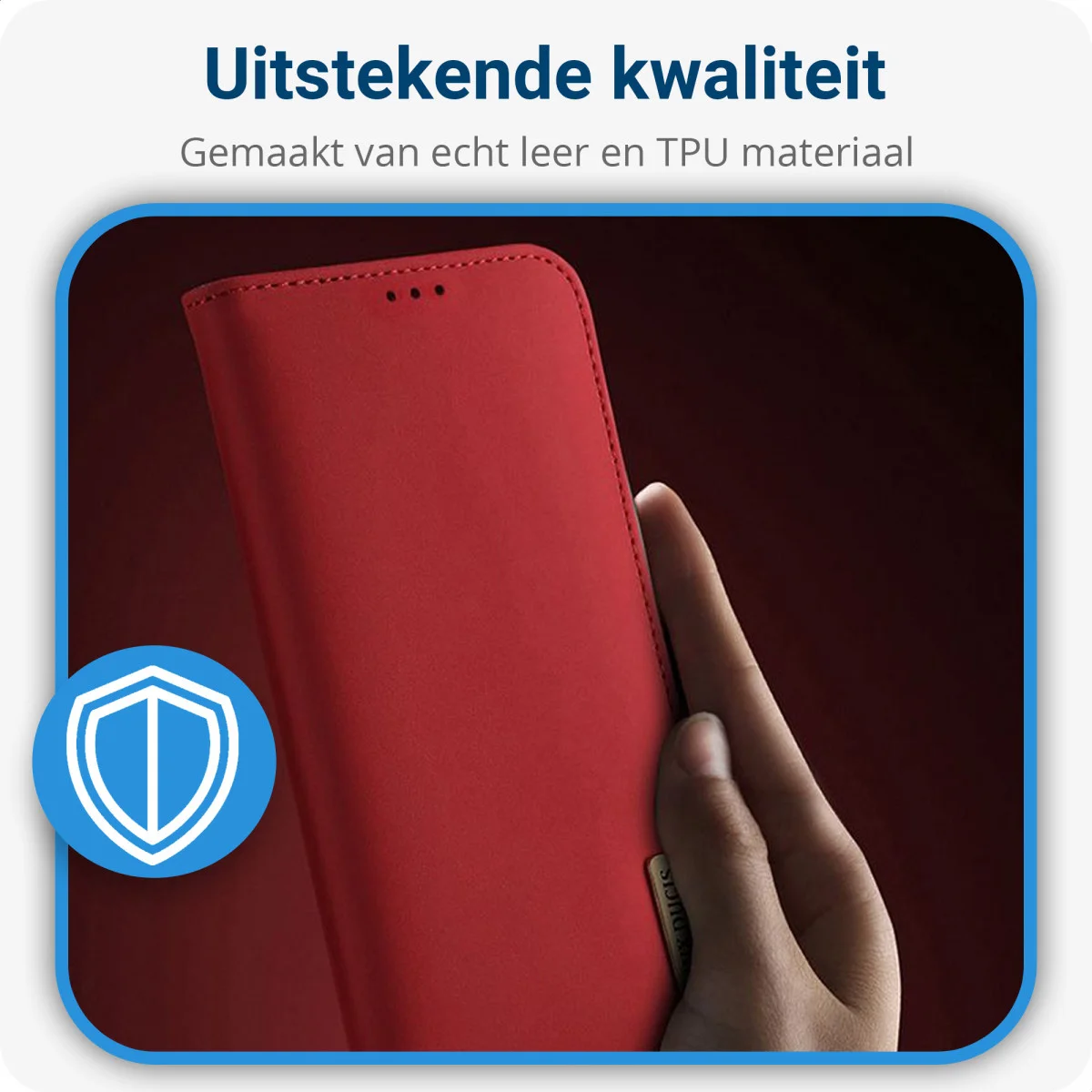 Dux Ducis Luxe Bookcase Samsung Galaxy S10 Plus Hoesje Echt Leer Rood afbeelding 2