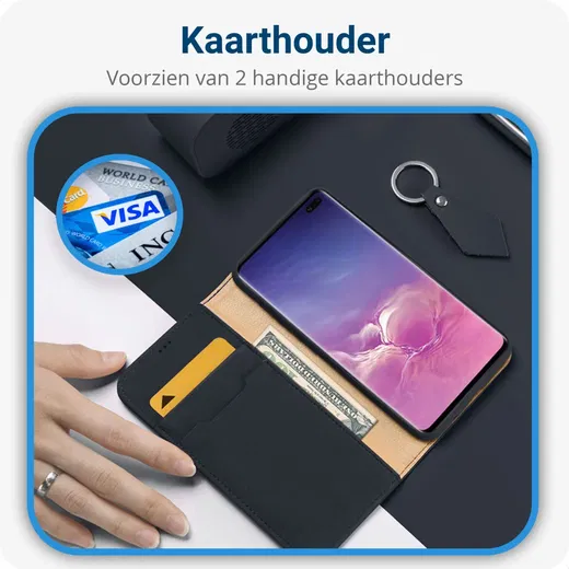 Dux Ducis Luxe Bookcase Samsung Galaxy S10 Plus Hoesje Echt Leer Blauw afbeelding 5