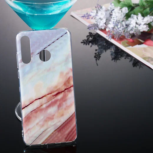 Huawei P30 Lite TPU Hoesje met Marmer Opdruk Roze afbeelding 4