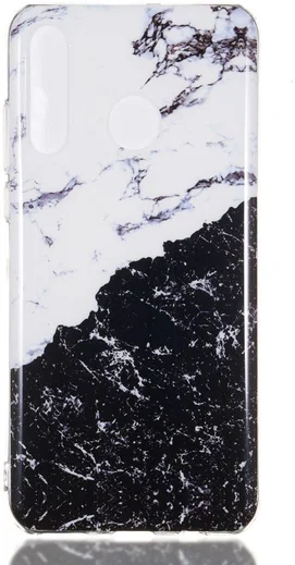 Huawei P30 Lite TPU Hoesje met Marmer Opdruk Zwart / Wit afbeelding 1
