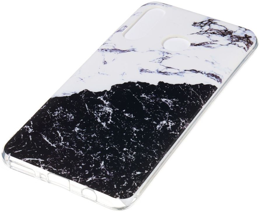 Huawei P30 Lite TPU Hoesje met Marmer Opdruk Zwart / Wit afbeelding 3