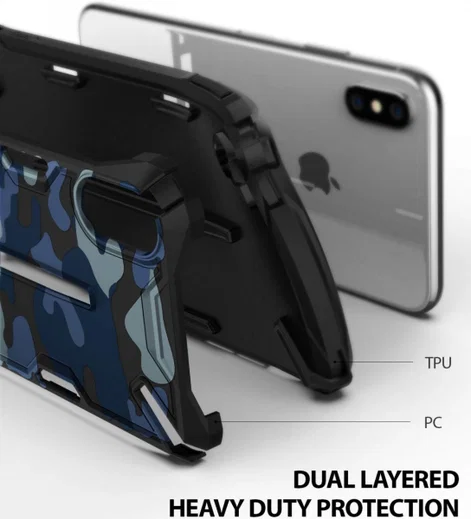 Ringke Dual X Apple iPhone XS Max Hoesje Camo Blauw afbeelding 4