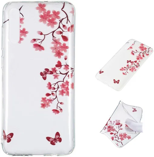 Samsung Galaxy A70 Transparant TPU Hoesje met Bloemen Print afbeelding 5