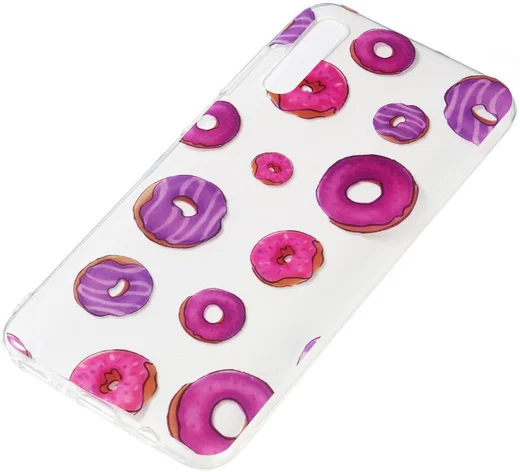 Samsung Galaxy A70 Transparant TPU Hoesje met Donut Print afbeelding 2