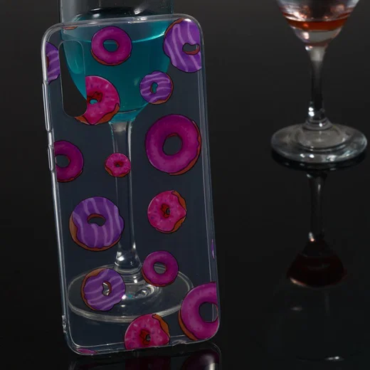 Samsung Galaxy A70 Transparant TPU Hoesje met Donut Print afbeelding 4
