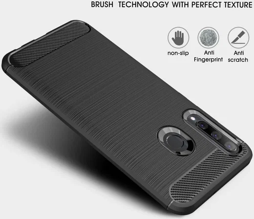 Huawei P Smart Plus (2019) Geborsteld TPU Hoesje Zwart afbeelding 4
