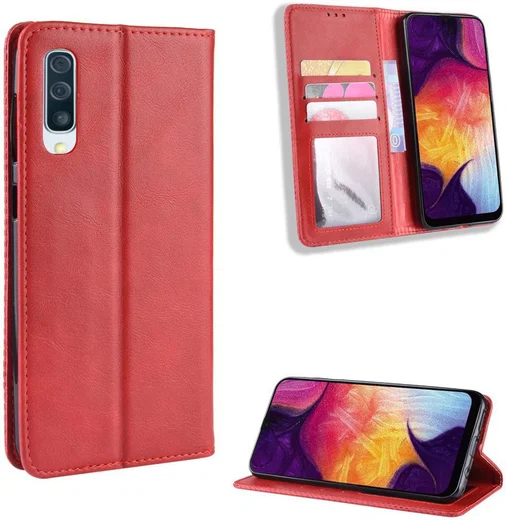 Samsung Galaxy A70 Vintage Portemonnee Hoesje Rood afbeelding 3