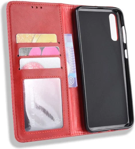Samsung Galaxy A70 Vintage Portemonnee Hoesje Rood afbeelding 5
