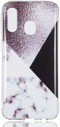 Samsung Galaxy A40 TPU Hoesje met Marmer Opdruk Bruin afbeelding 1