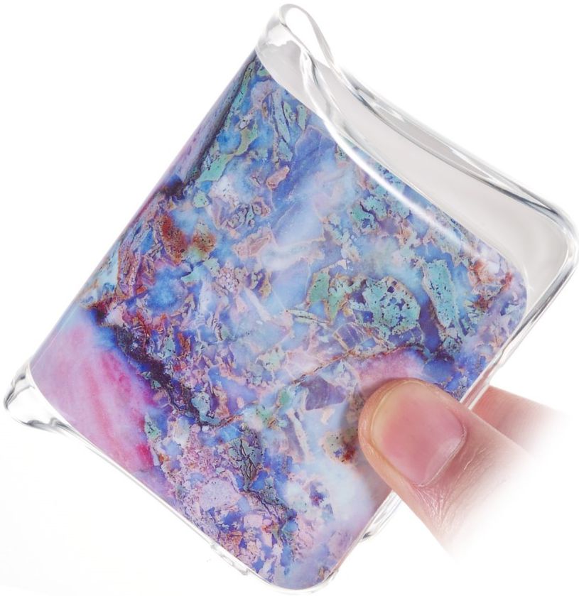 Samsung Galaxy A40 TPU Hoesje met Marmer Opdruk Blauw afbeelding 3