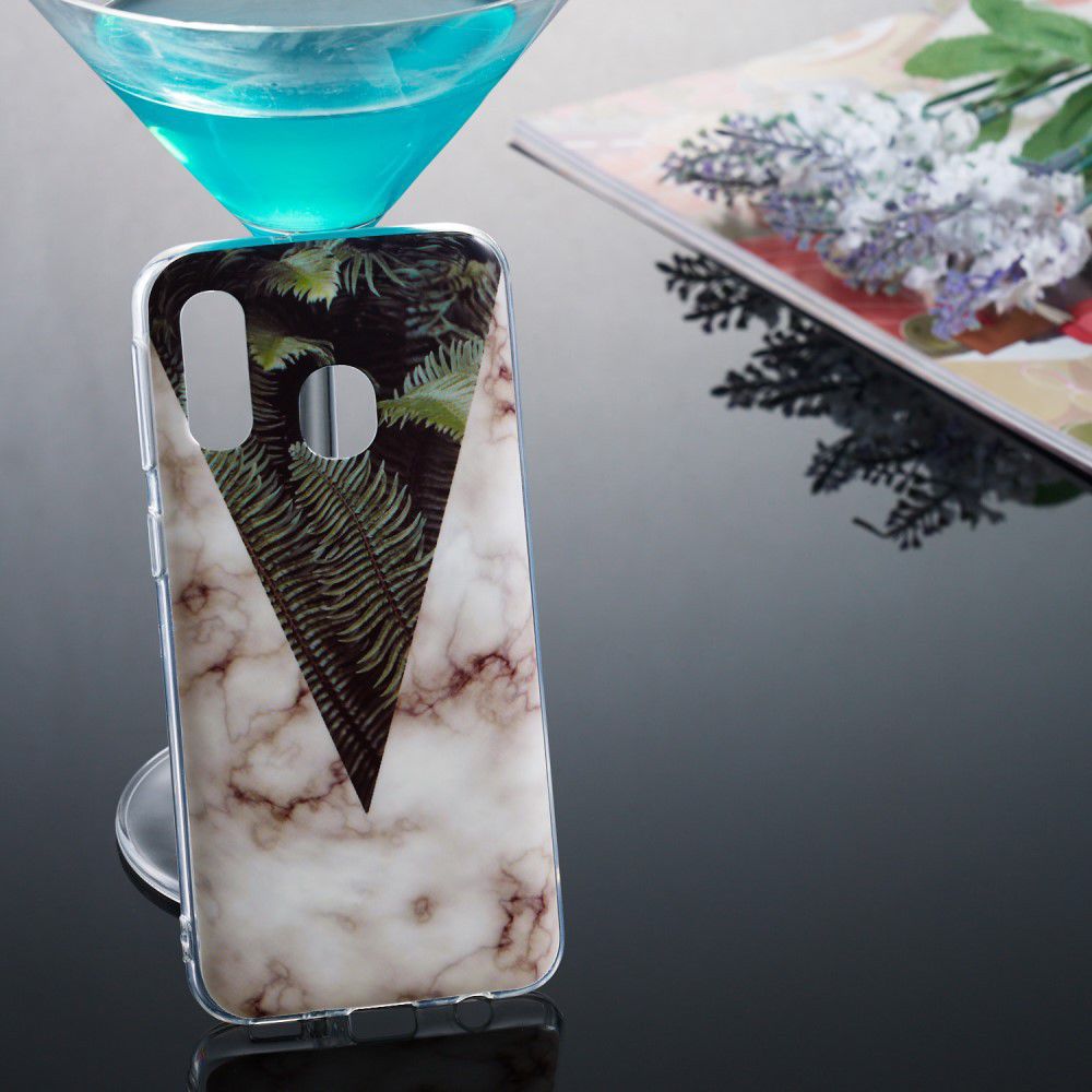 Samsung Galaxy A40 TPU Back Cover met Marmer Print Bladeren afbeelding 4