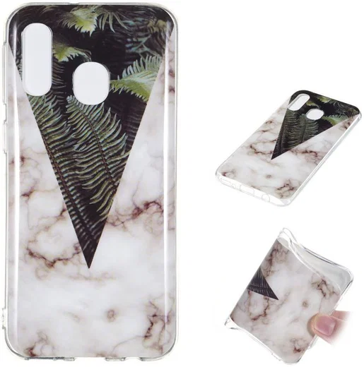 Samsung Galaxy A40 TPU Back Cover met Marmer Print Bladeren afbeelding 5