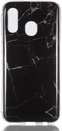 Samsung Galaxy A40 TPU Back Cover met Marmer Print Zwart afbeelding 1