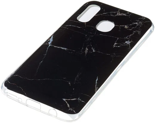Samsung Galaxy A40 TPU Back Cover met Marmer Print Zwart afbeelding 2