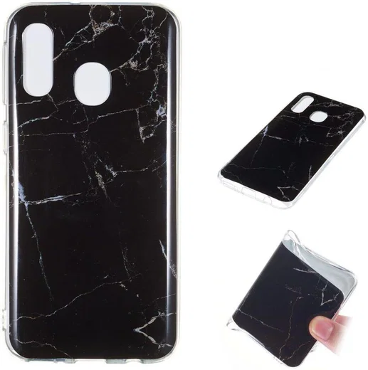 Samsung Galaxy A40 TPU Back Cover met Marmer Print Zwart afbeelding 5
