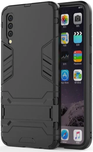 Samsung Galaxy A50 Shock Proof Back Cover Hoesje Hybride Stand Zwart afbeelding 1