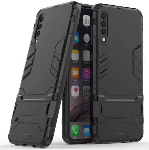 Samsung Galaxy A50 Shock Proof Back Cover Hoesje Hybride Stand Zwart afbeelding 2